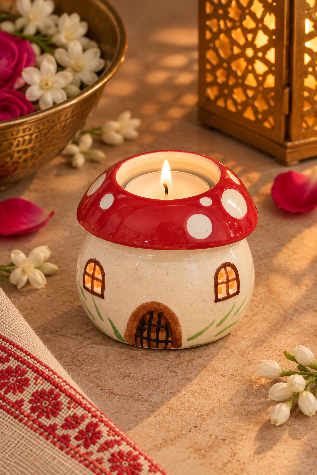 Mushroom Cottage Tealight Holder (Set of 2)