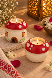 Mushroom Cottage Tealight Holder (Set of 2)