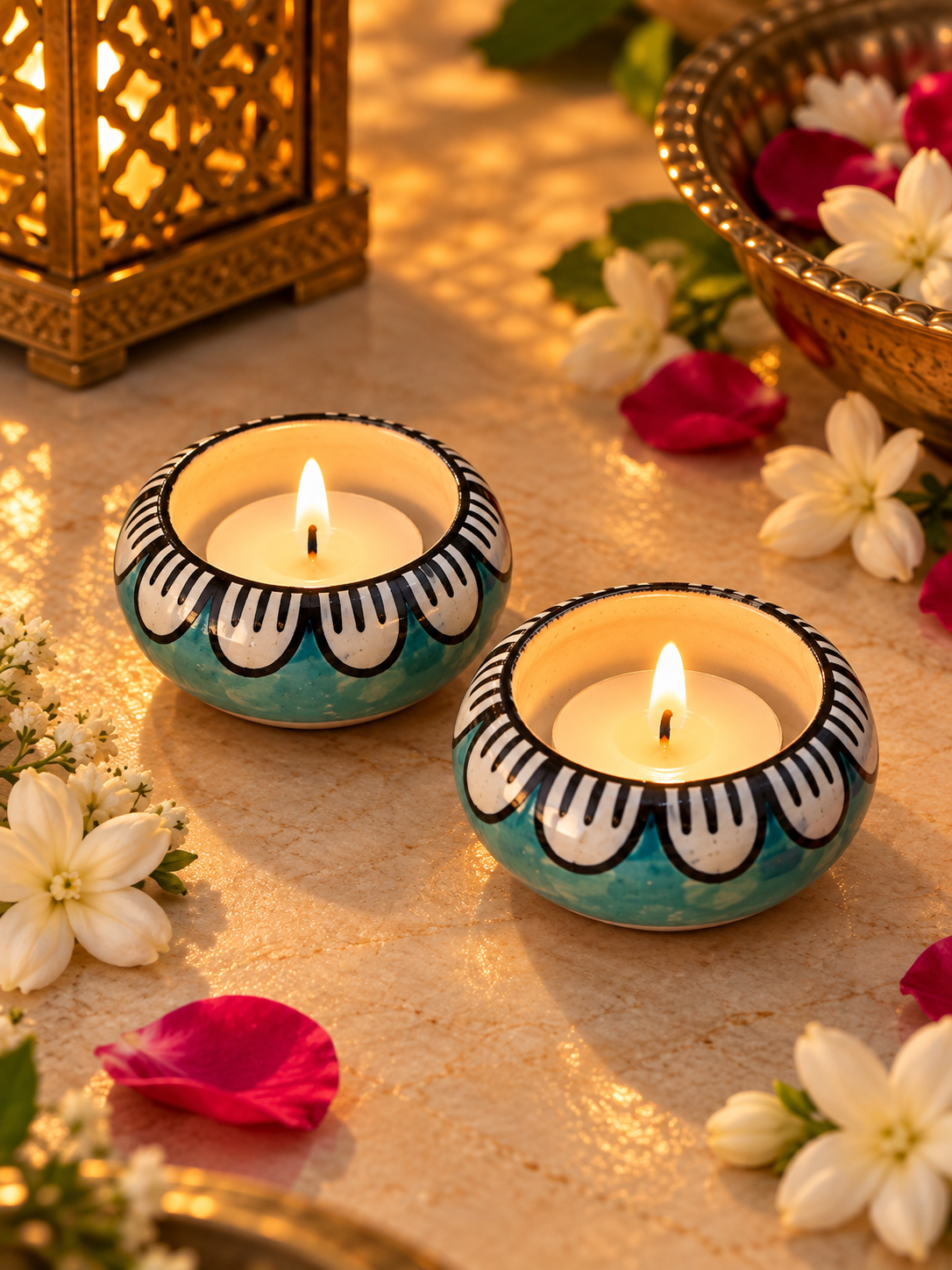 Petal Stripe Tealight Holder(Set of 2)
